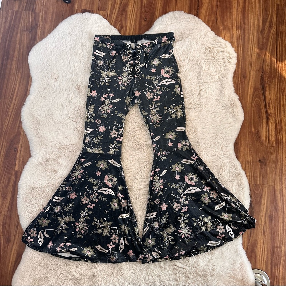 Life Clothing Co Modified Velvet Floral Bells